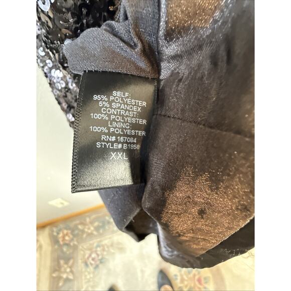 Tuckernuck Black Shimmer Sequin Perris Maxi Midi Dress Size XXL Puff Sleeve Bow - Picture 9 of 9